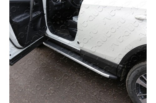 Пороги алюминиевые с накладкой Toyota Rav 4