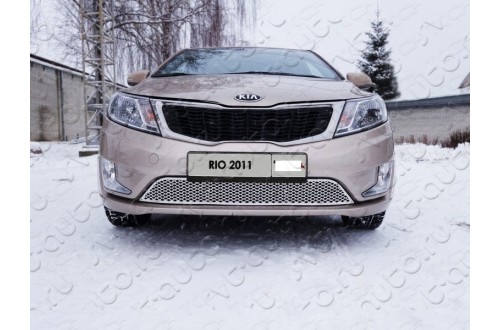 Защитная сетка решетки переднего бампера KIA Rio III (седан) 2015-2016 (рестайлинг)