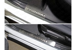 Накладки на пластиковые пороги Hyundai Solaris