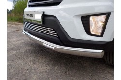 Защита переднего бампера овальная с ДХО Hyundai Creta