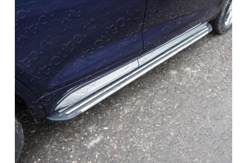 Пороги алюминиевые Slim Line Silver Audi Q5 2017