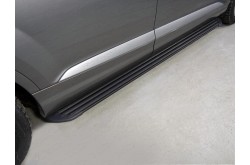 Пороги алюминиевые Slim Line Black Audi Q7