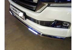 Защита переднего бампера овальная с ДХО Toyota Land Cruiser 200 рестайлинг