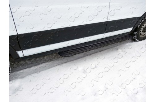 Порог алюминиевый короткий левый Slim Line Black Ford Tranzit 2013