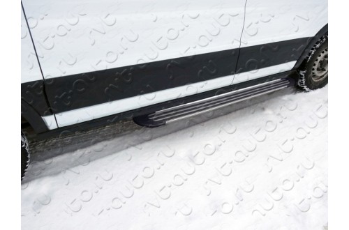 Порог алюминиевый короткий правый Slim Line Silver Ford Tranzit 2013