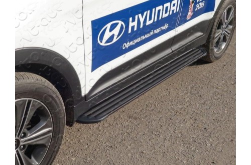 Пороги алюминиевые Slim Line Black Hyundai Creta