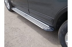 Пороги алюминиевые Slim Line Silver Kia Sorento 2