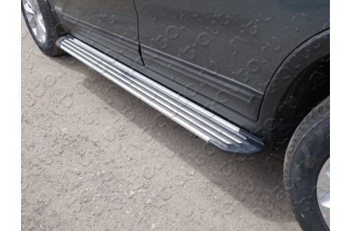 Пороги алюминиевые Slim Line Silver Kia Sorento 2