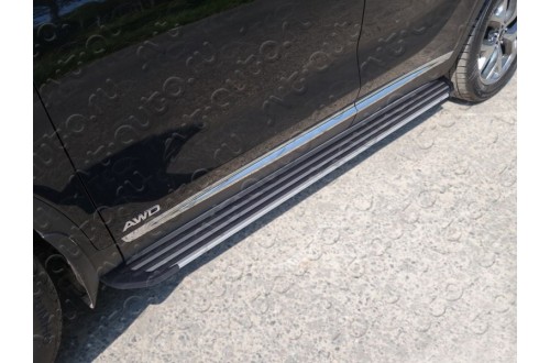 Пороги алюминиевые Slim Line Silver Kia Sorento Prime