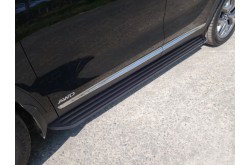 Пороги алюминиевые Slim Line Black Kia Sorento Prime 2018