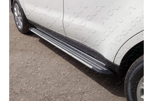 Пороги алюминиевые Slim Line Silver Kia Soul 2017