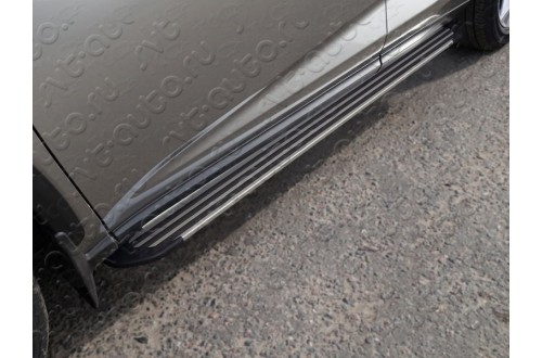 Пороги алюминиевые Slim Line Silver Lexus NX200 2017