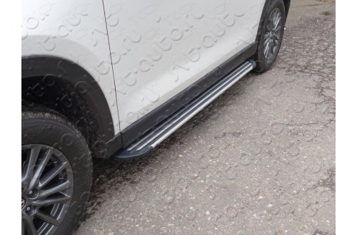 Пороги алюминиевые Slim Line Silver Mazda CX-5 2017