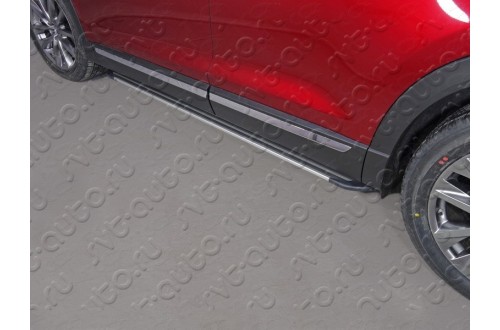 Пороги алюминиевые Slim Line Silver Mazda CX-9 2017