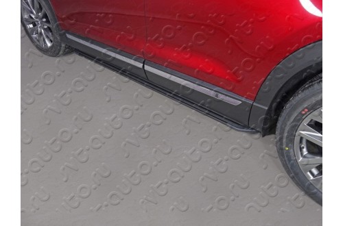 Пороги алюминиевые Slim Line Black Mazda CX-9 2017