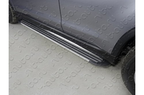 Пороги алюминиевые Slim Line Silver Mitsubishi ASX рестайлинг