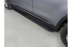 Пороги алюминиевые Slim Line Black Mitsubishi ASX рестайлинг