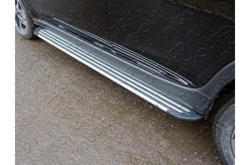 Пороги алюминиевые Slim Line Silver Subaru XV