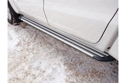 Пороги алюминиевые Slim Line Silver Volkswagen Amarok 2016