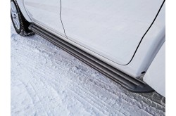 Пороги алюминиевые Slim Line Black Volkswagen Amarok 2016
