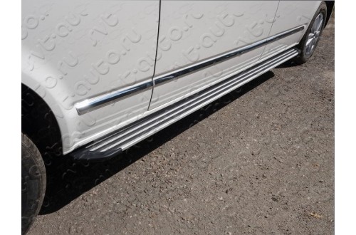 Пороги алюминиевые Slim Line Silver Volkswagen Caravelle T6