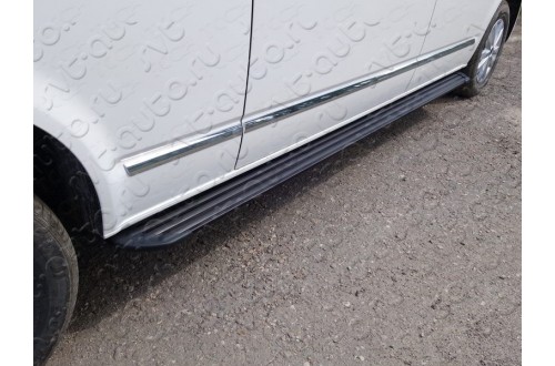 Пороги алюминиевые Slim Line Black Volkswagen Caravelle T6
