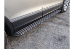 Пороги алюминиевые Slim Line Black Volkswagen Tuguan 2 рестайлинг