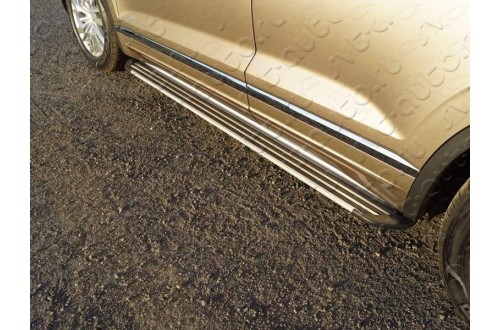 Пороги алюминиевые Slim Line Silver Volkswagen Touareg 3