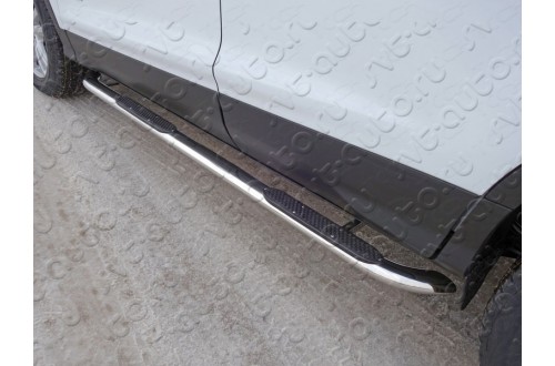 Пороги гнутые овальные с накладкой Ford Kuga 2 рестайлинг