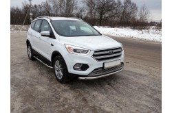 Пороги гнутые овальные с накладкой Ford Kuga 2 рестайлинг