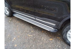 Пороги алюминиевые Slim Line Silver Geely Atlas