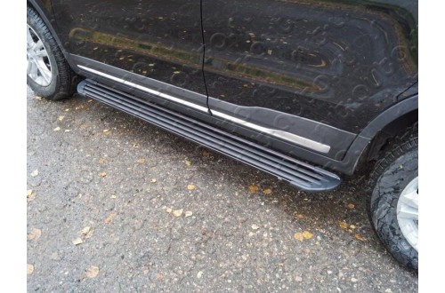 Пороги алюминиевые Slim Line Black Geely Atlas