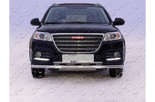Защита переднего бампера с ДХО Haval H6