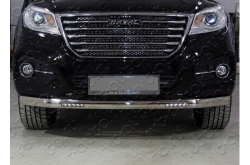 Защита переднего бампера с ДХО Haval H9