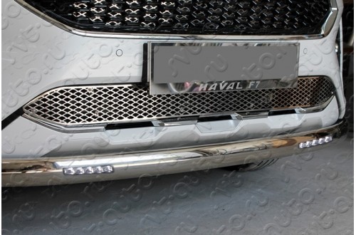 Защита переднего бампера с ДХО Haval F7