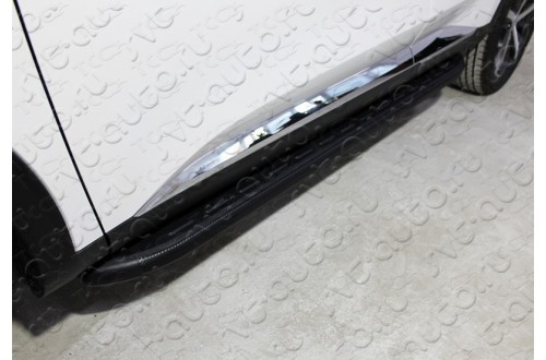 Пороги алюминиевые Slim Line Black Haval F7