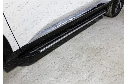 Пороги алюминиевые Slim Line Silver Haval F7