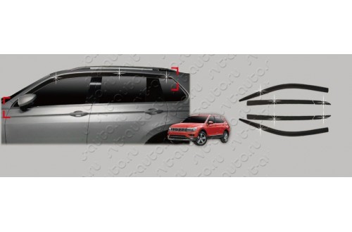 Дефлекторы окон из 6 частей Volkswagen Tiguan 2