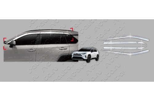 Хромированные дефлекторы окон из 6 частей Toyota Rav 4 XA50