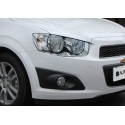Хромированные накладки на передние фары Chevrolet Aveo 2