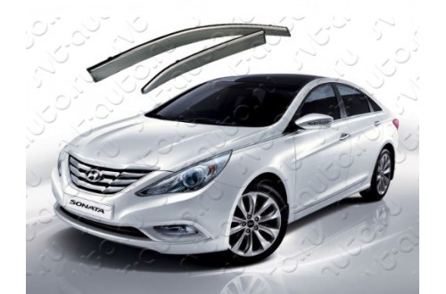 Дефлекторы с хромированным молдингом Hyundai Sonata YF