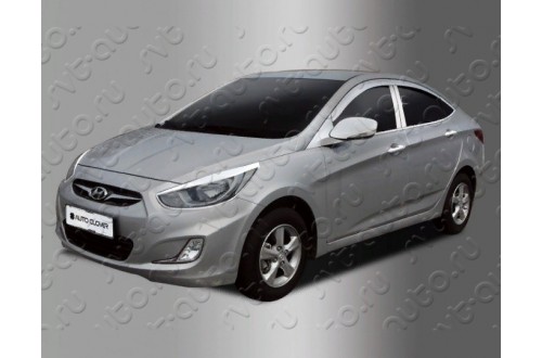 Хромированные накладки стоек дверей Hyundai Solaris 1
