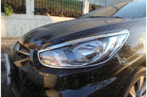 Накладки на фары хромированные Hyundai Solaris